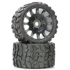 Raptor Belted Monster Truck Wheels/Tires (pr.), Pre-mounted, Sport Medium Compound 17mm Hex