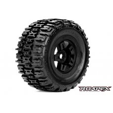 Renegade 1/8 Monster Truck Tires, Mounted on Black Wheels, 17mm Hex (1 pair)