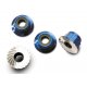 4mm Aluminum Flanged Serrated Wheel Nylock Nuts, Blue 4pcs