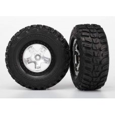 Tires & wheels, assembled, glued  (SCT satin chrome, black beadlock style wheels, Kumho tires, foam inserts) (2) (4WD front/rear, 2WD rear only)